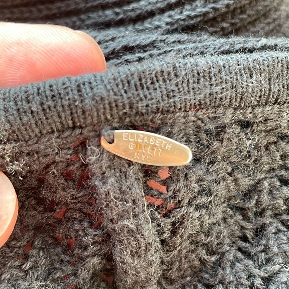 Elizabeth Gillett NYC black knit ruffle shawl - Picture 3 of 5